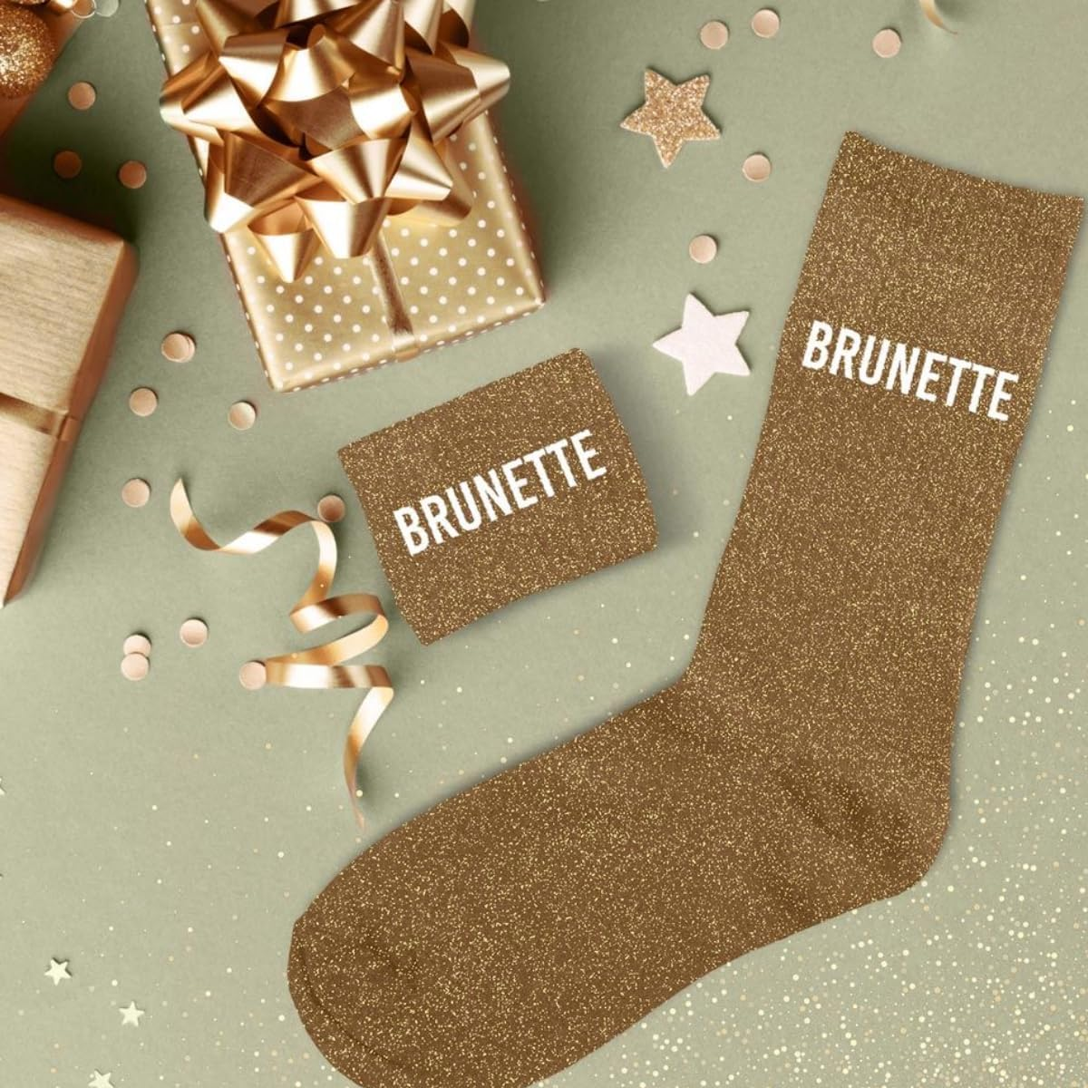 Chaussette à Paillette Brunette Marron – Image 2