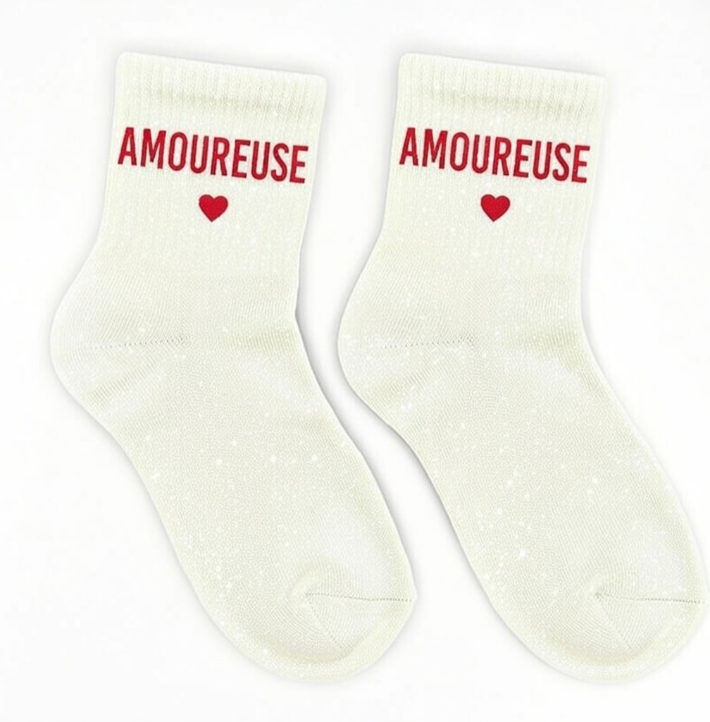 Chaussette à Paillette Amoureuse Blanche – Image 2