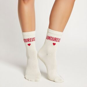 Chaussette à Paillette Amoureuse Blanche