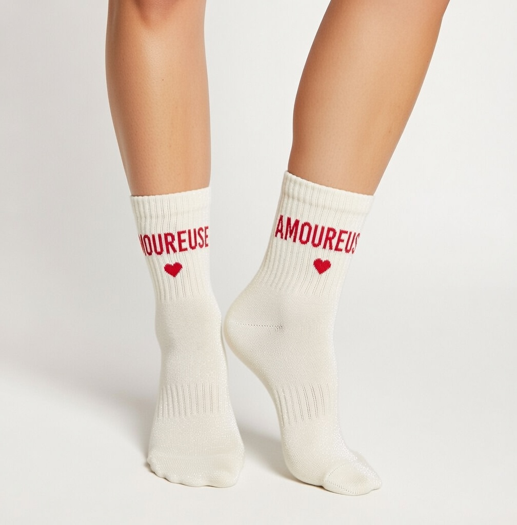 Chaussette à Paillette Amoureuse Blanche