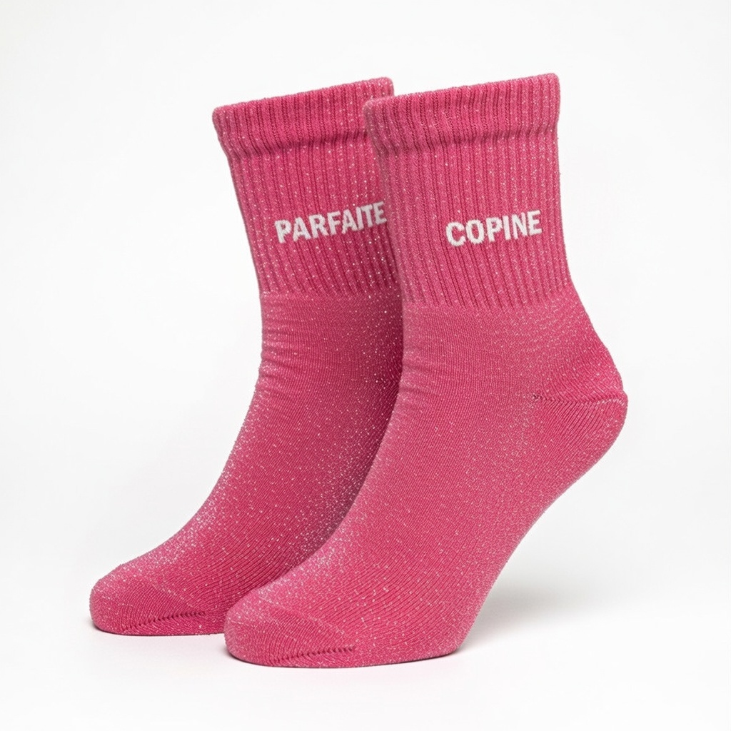 Chaussette à Paillette Copine Parfaite Rose – Image 2