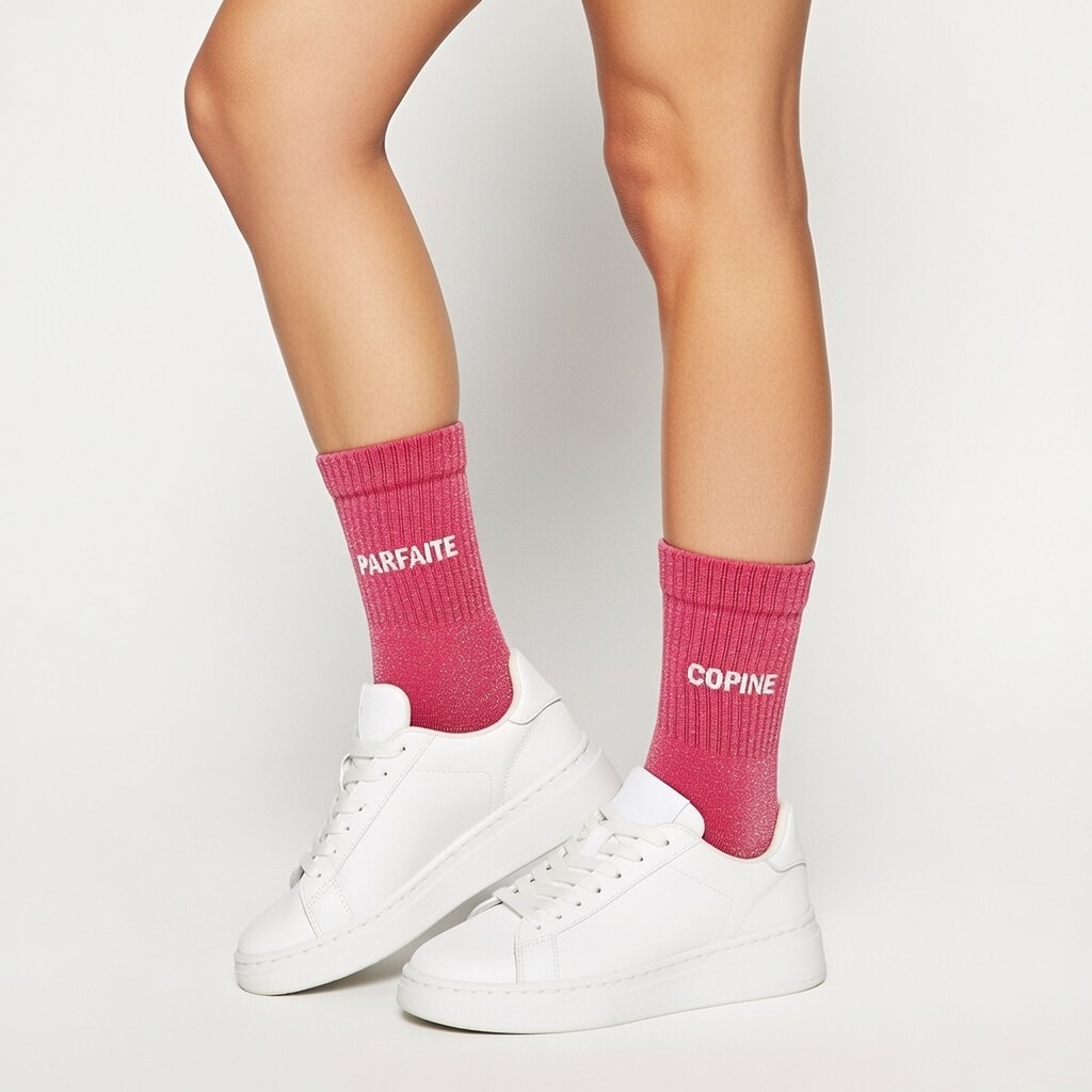 Chaussette à Paillette Copine Parfaite Rose