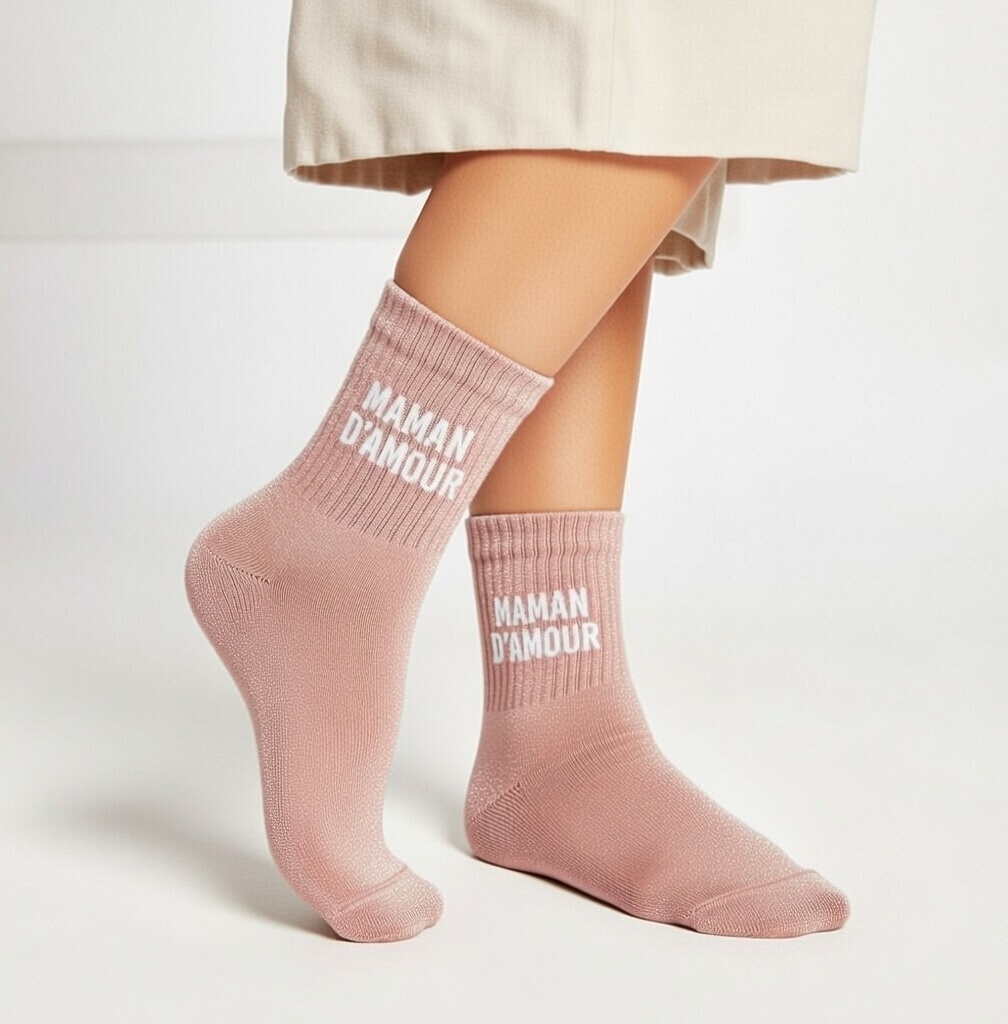 Chaussette à Paillette Maman d'Amour Beige