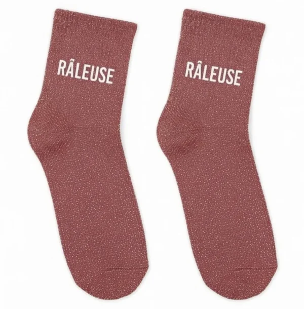 Chaussettes à paillettes « Raleuse Rose »