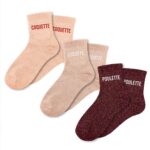 Chaussettes à paillettes beige « Coffret Trio Cocotte »