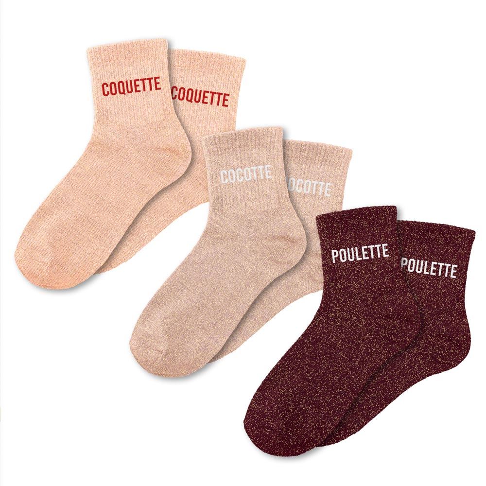 Coffret trio chaussettes paillettes cocotte — Chaussettes à Paillettes