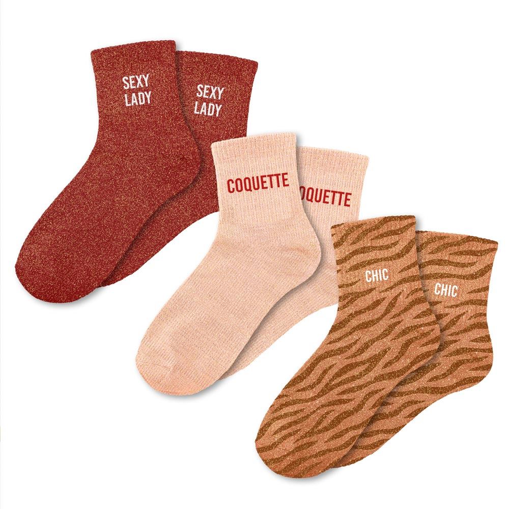 Coffret trio chaussettes paillettes sexy lady — Chaussettes à Paillettes
