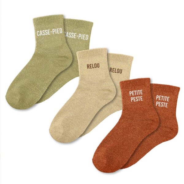 Chaussettes à paillettes vert « Coffret Trio Casse Pied »