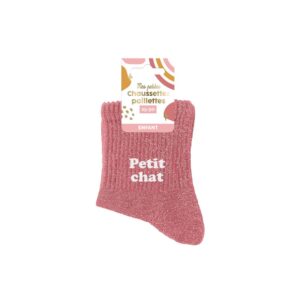 Chaussette à Paillette Enfant Petit Chat 3-6Ans Fille