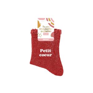 Chaussette à Paillette Enfant Petit Coeur 3-6Ans Fille