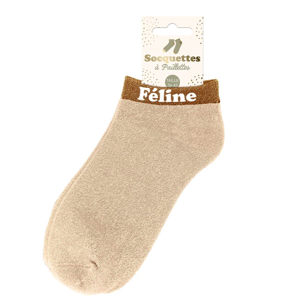 Socquettes paillettes feline — Chaussettes à Paillettes