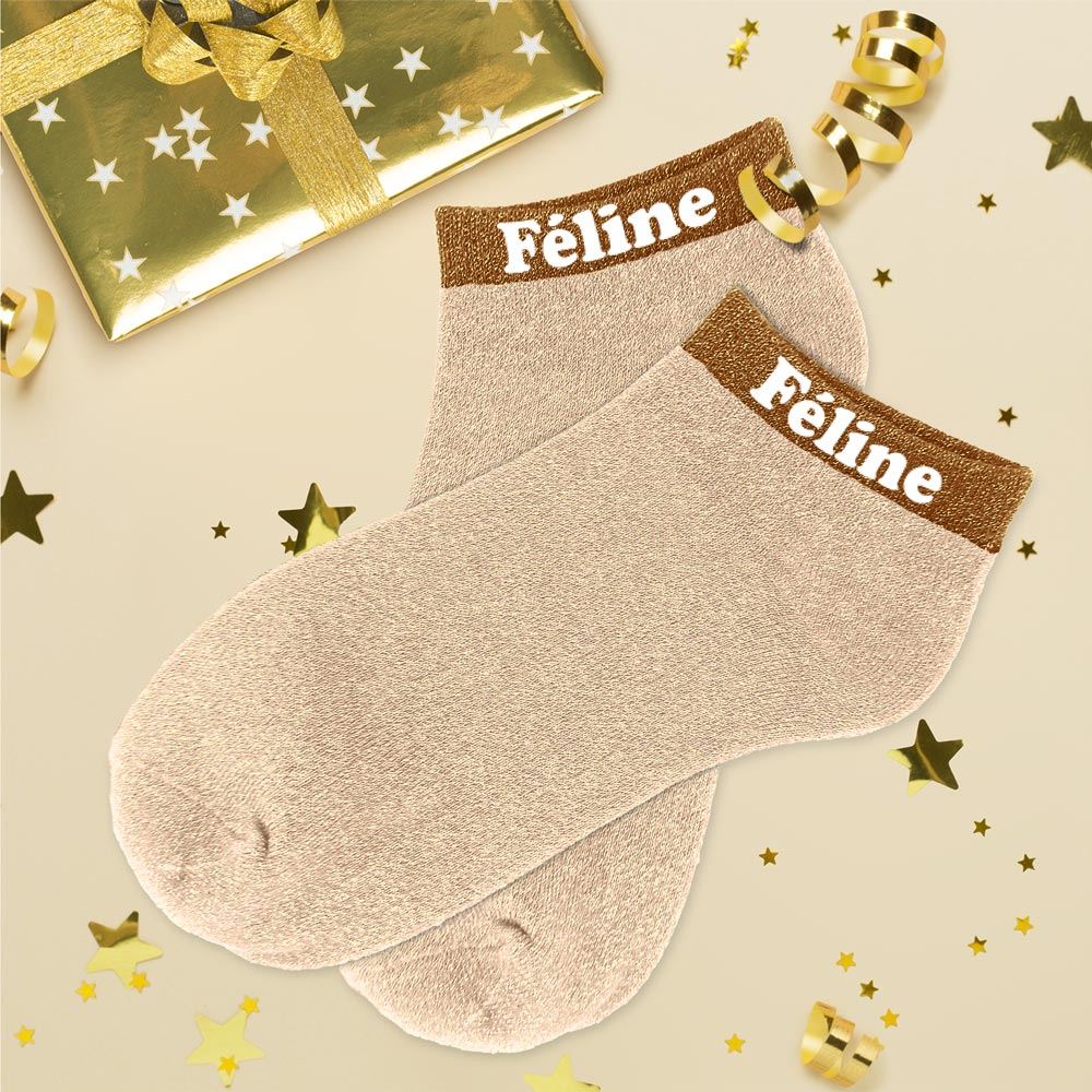 Socquettes paillettes feline — Chaussettes à Paillettes