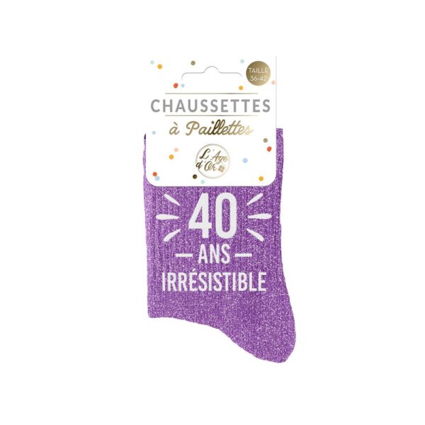 A 40 Ans — chaussettes à paillettes violet