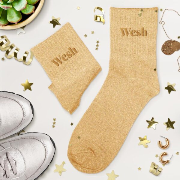 Chaussettes à paillettes doré « Brodees Wesh »