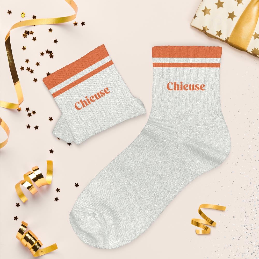Chaussettes paillettes a bandes chieuse — Chaussettes à Paillettes