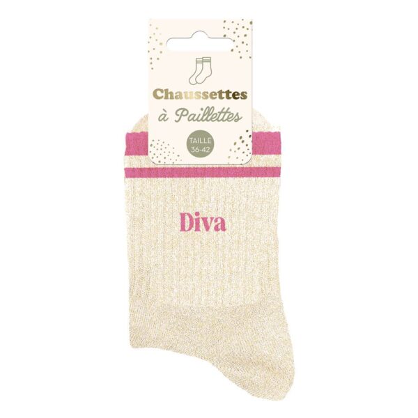 A Bandes Diva — chaussettes à paillettes beige