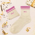 Chaussettes à paillettes beige « A Bandes Diva »