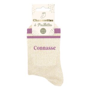 Chaussette à Paillette A Bandes Connasse