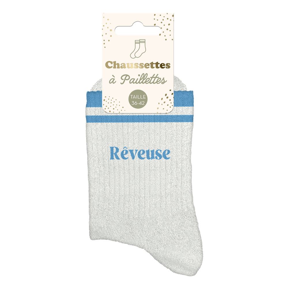 Chaussettes paillettes a bandes reveuse — Chaussettes à Paillettes