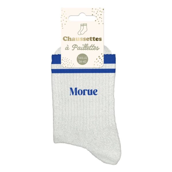 A Bandes Morue — chaussettes à paillettes blanc