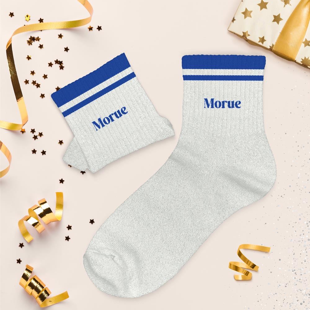 Chaussettes paillettes a bandes morue — Chaussettes à Paillettes