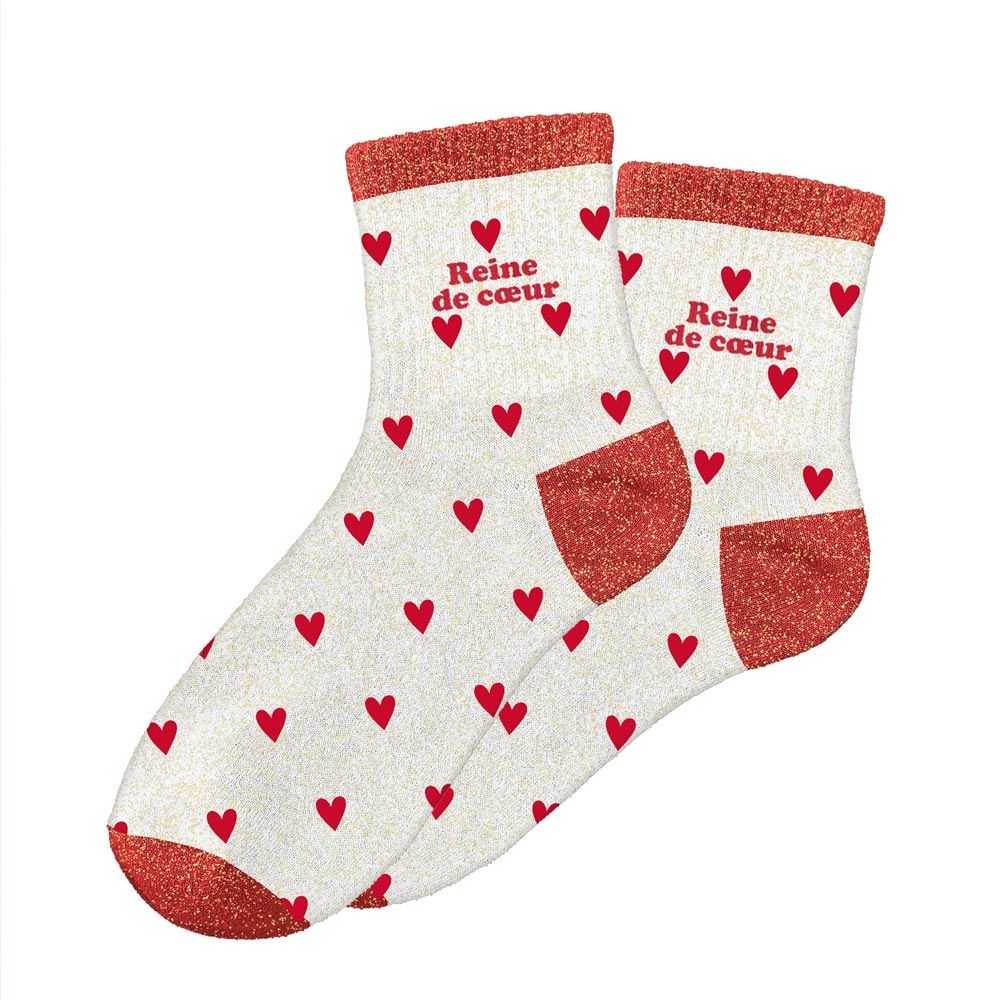 Chaussettes paillettes cŒurs reine de cŒur — Chaussettes à Paillettes