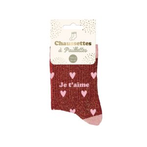 Chaussette à Paillette Cœurs Je T Aime