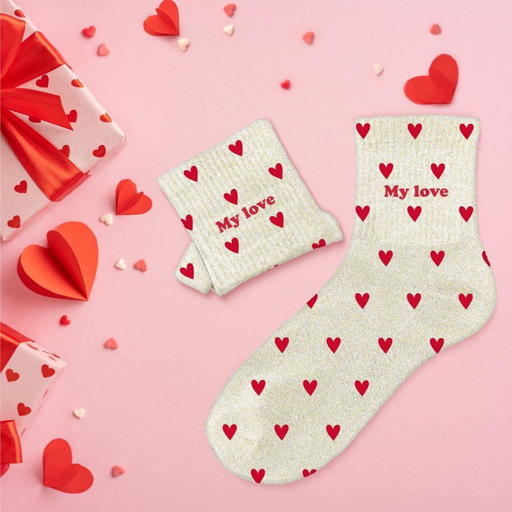 Chaussettes paillettes cŒurs my love — Chaussettes à Paillettes