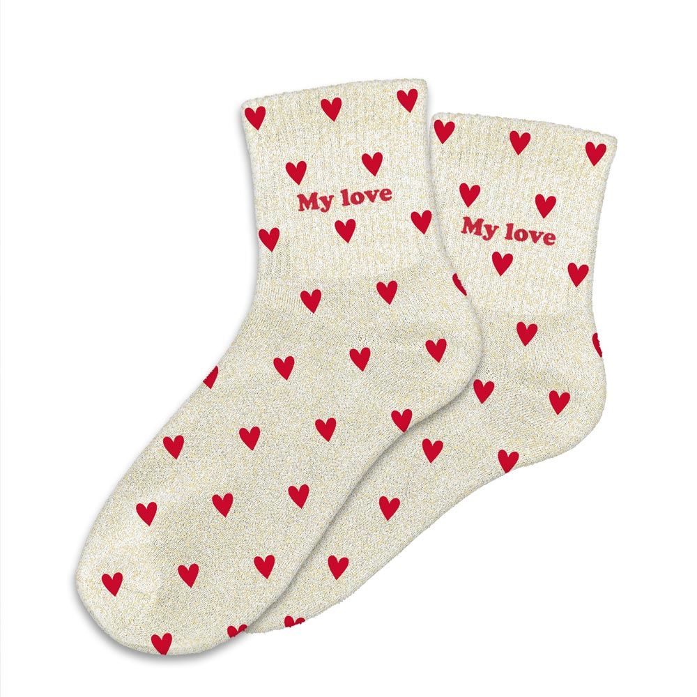Chaussettes paillettes cŒurs my love — Chaussettes à Paillettes