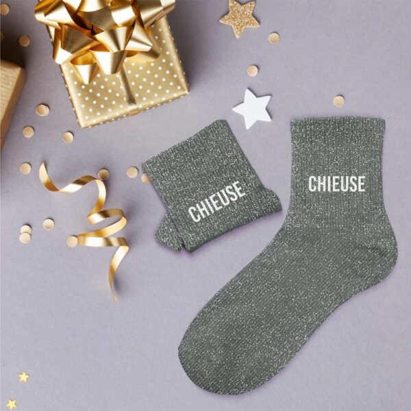 Chieuse — chaussettes à paillettes gris