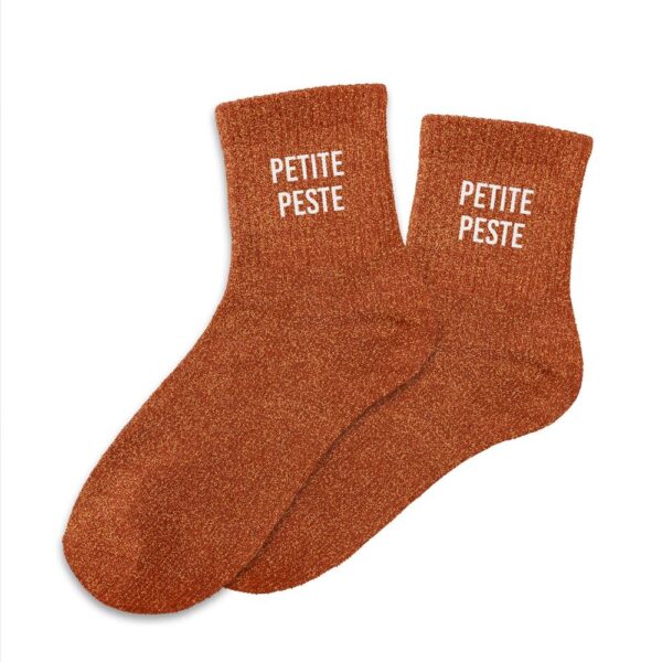 Chaussettes à paillettes orange — modèle Petite Peste