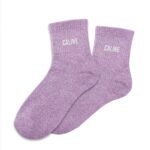 Chaussettes à paillettes violet — modèle Caline