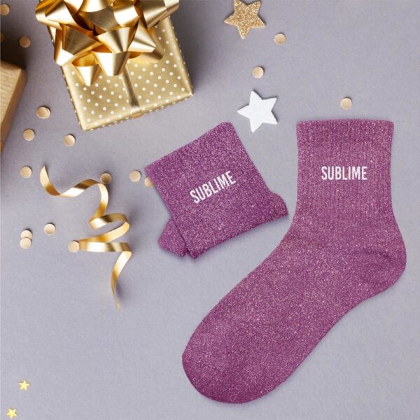 Chaussettes à paillettes violet « Sublime »