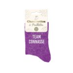 Team Connasse — chaussettes à paillettes violet