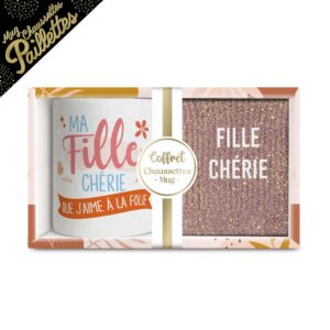 Coffret Mug Chaussette à Paillette Affectif Fille Cherie