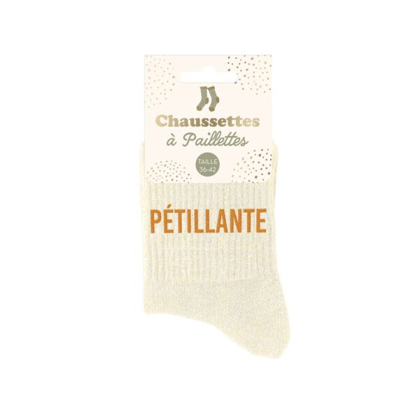 Petillante — chaussettes à paillettes beige
