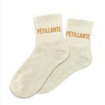 Chaussettes à paillettes beige — modèle Petillante