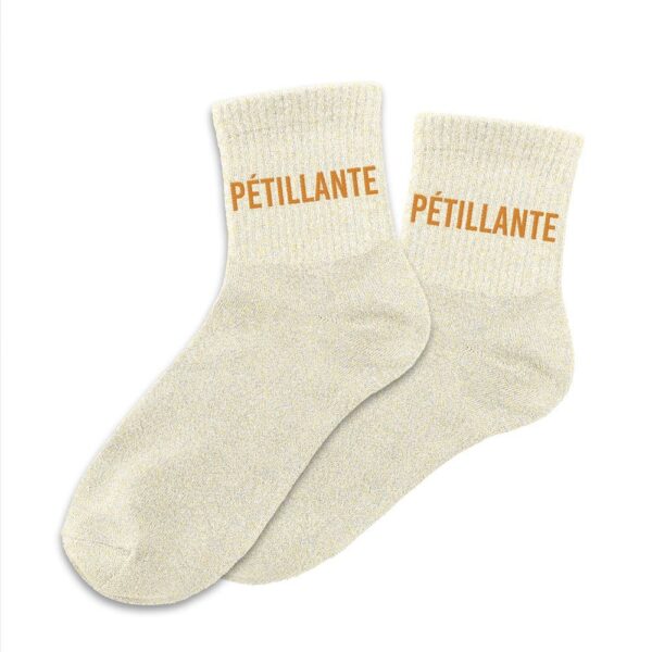 Chaussettes à paillettes beige — modèle Petillante