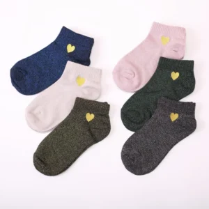 Chaussettes à Paillettes Cœur Brodé - Or & Argent