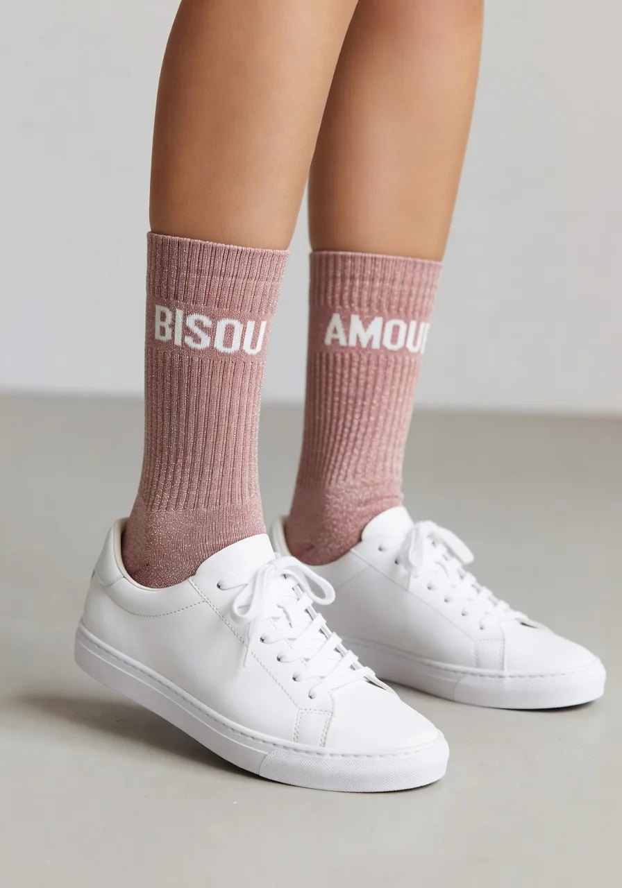 Chaussette à Paillette Duo Bisou Amour — Chaussettes à Paillettes