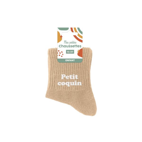 Chaussettes enfant petit coquin 3-6ans garcon, beige
