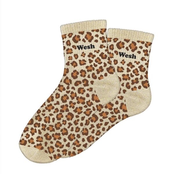 Chaussettes à paillettes beige — modèle leopard wesh