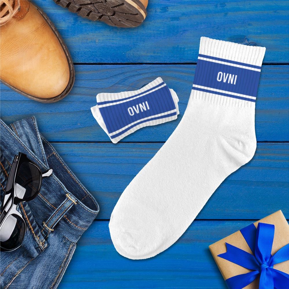 Chaussettes homme a bandes ovni — Chaussettes à Paillettes