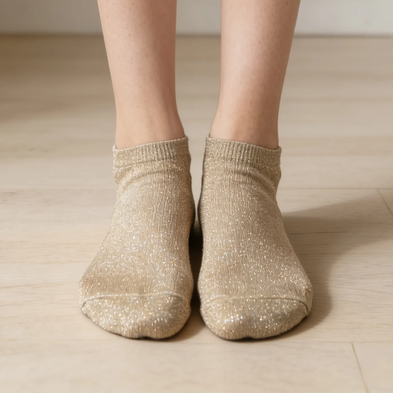 5 paires de Chaussettes Courtes à Paillettes - Tons Marron – Image 5