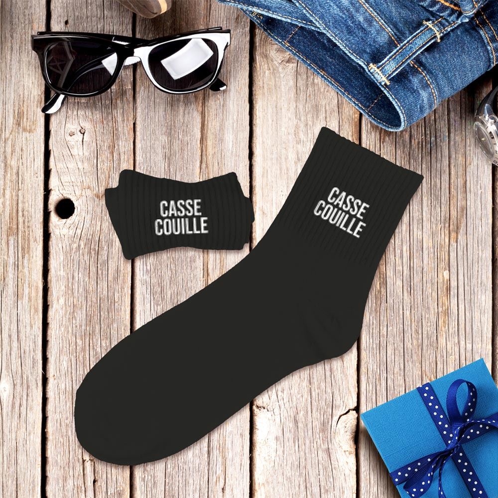 Chaussettes noires casse couilles homme — Chaussettes à Paillettes