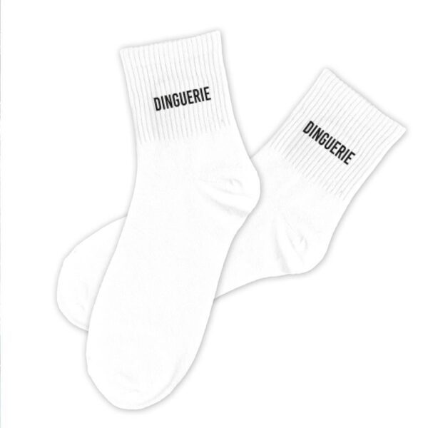 Chaussettes blanches dinguerie homme — détail