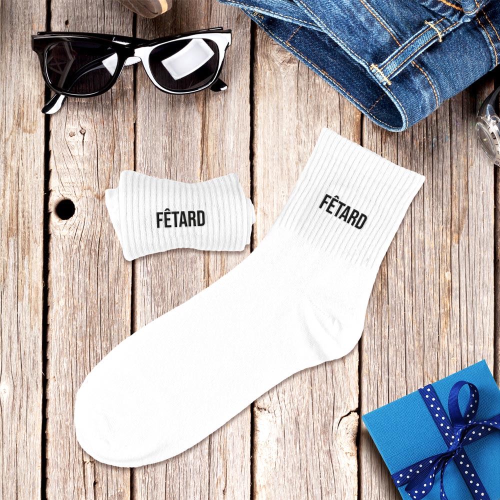 Chaussettes blanches fetard homme — Chaussettes à Paillettes