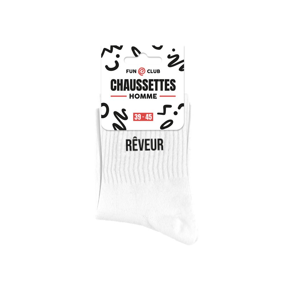 Chaussettes blanches reveur homme — Chaussettes à Paillettes