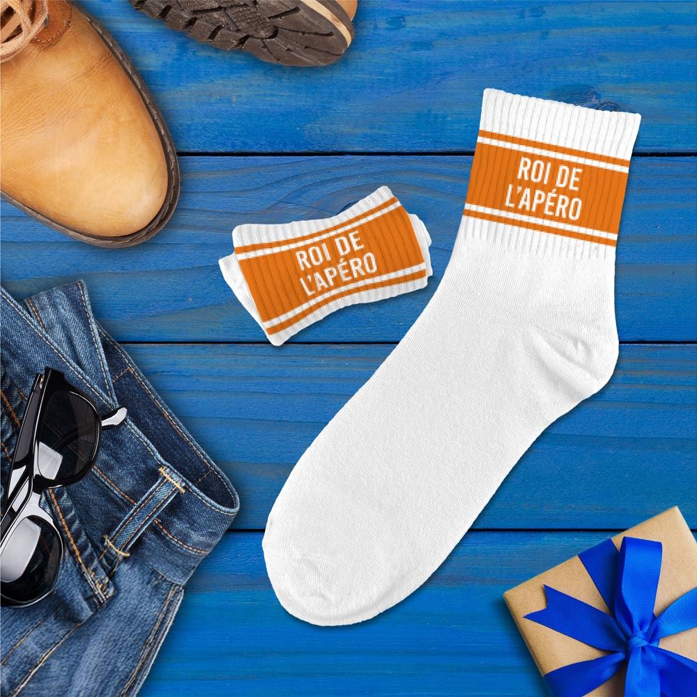 Chaussettes homme a bandes roi de l apero — Chaussettes à Paillettes