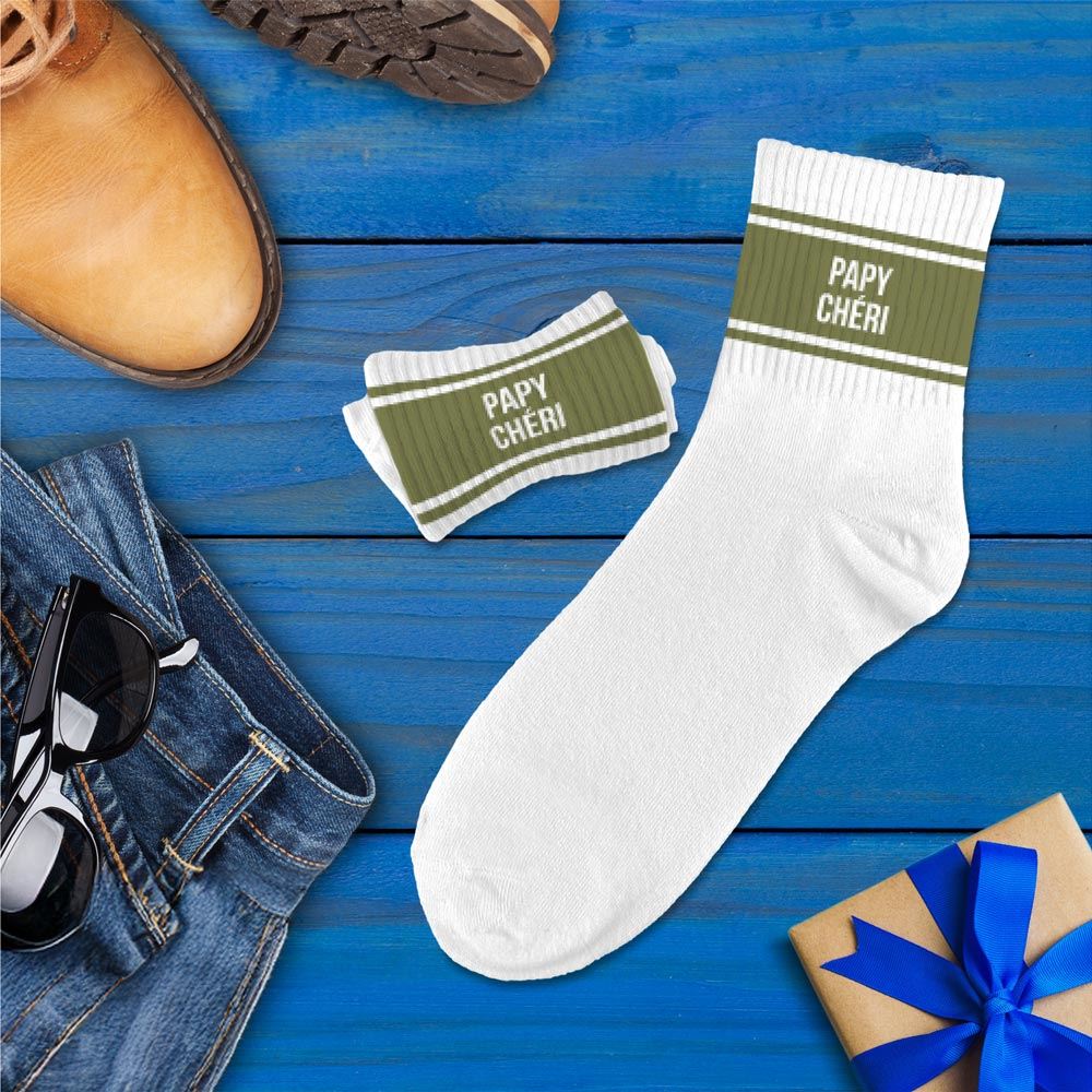 Chaussettes homme a bandes papy cheri — Chaussettes à Paillettes